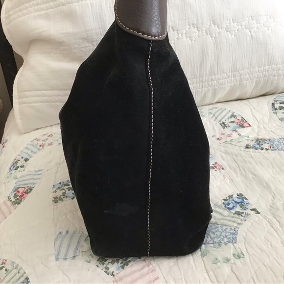 EUC  Dooney and Bourke Black Suede Belvedere Lock Hobo Shoulder Bag - Picture 9 of 12